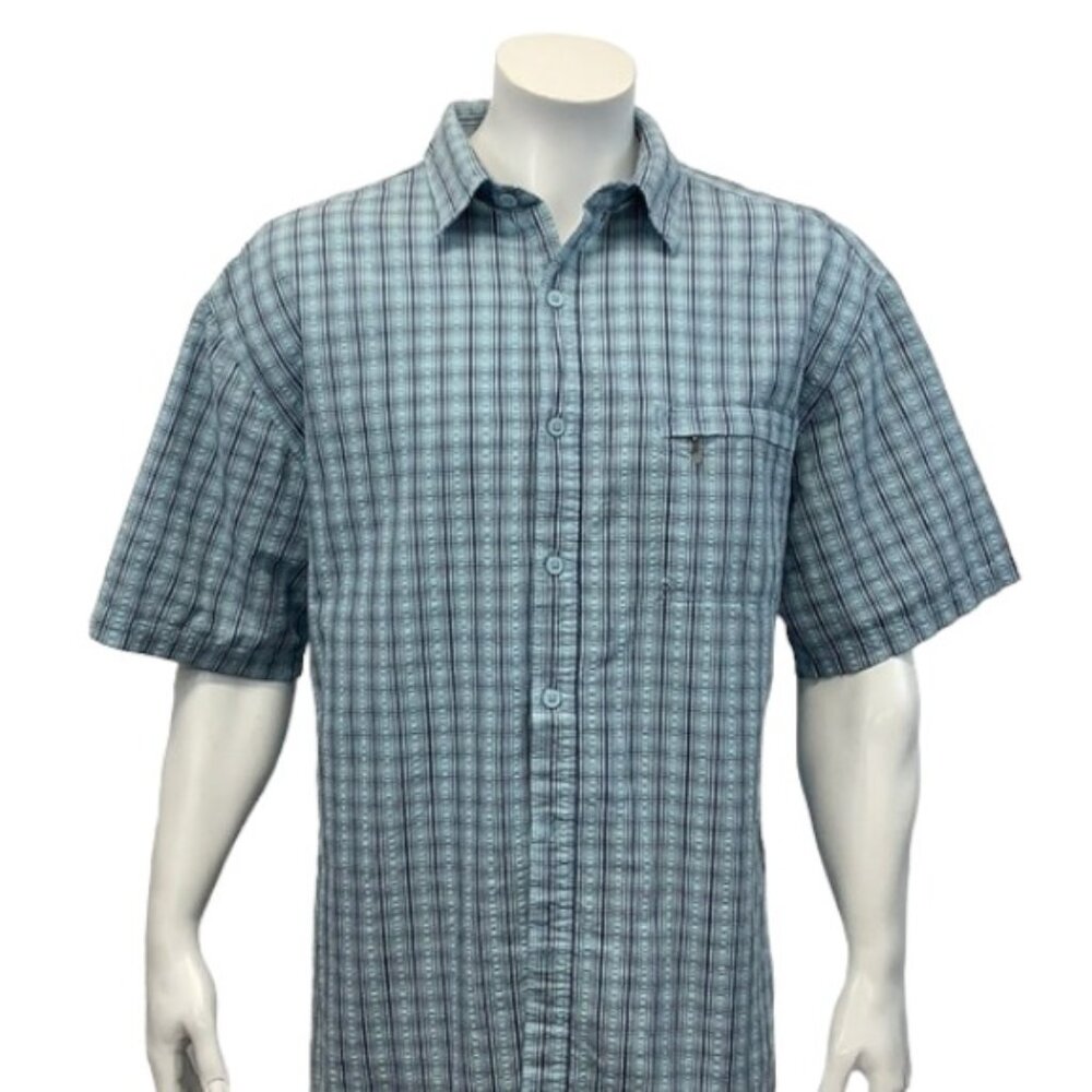 REEL LEGENDS Vented Fishing Shirt Blue Plaid Large